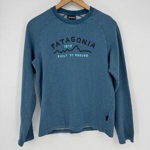 Patagonia Women's XS Geologers Ahnya Crewneck Sweatshirt Blue‎ Logo Long Sleeve